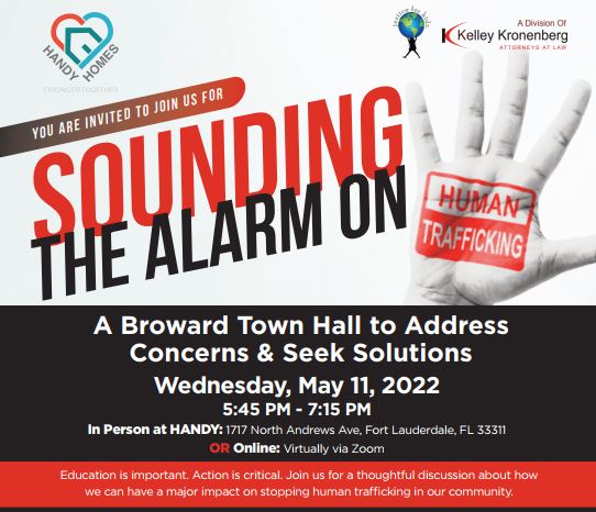 “Sounding the Alarm on Human Trafficking”: Justice for Kids®, Handy & H.O.M.E.S Inc. Parter to Host  an Informative Town Hall Meeting